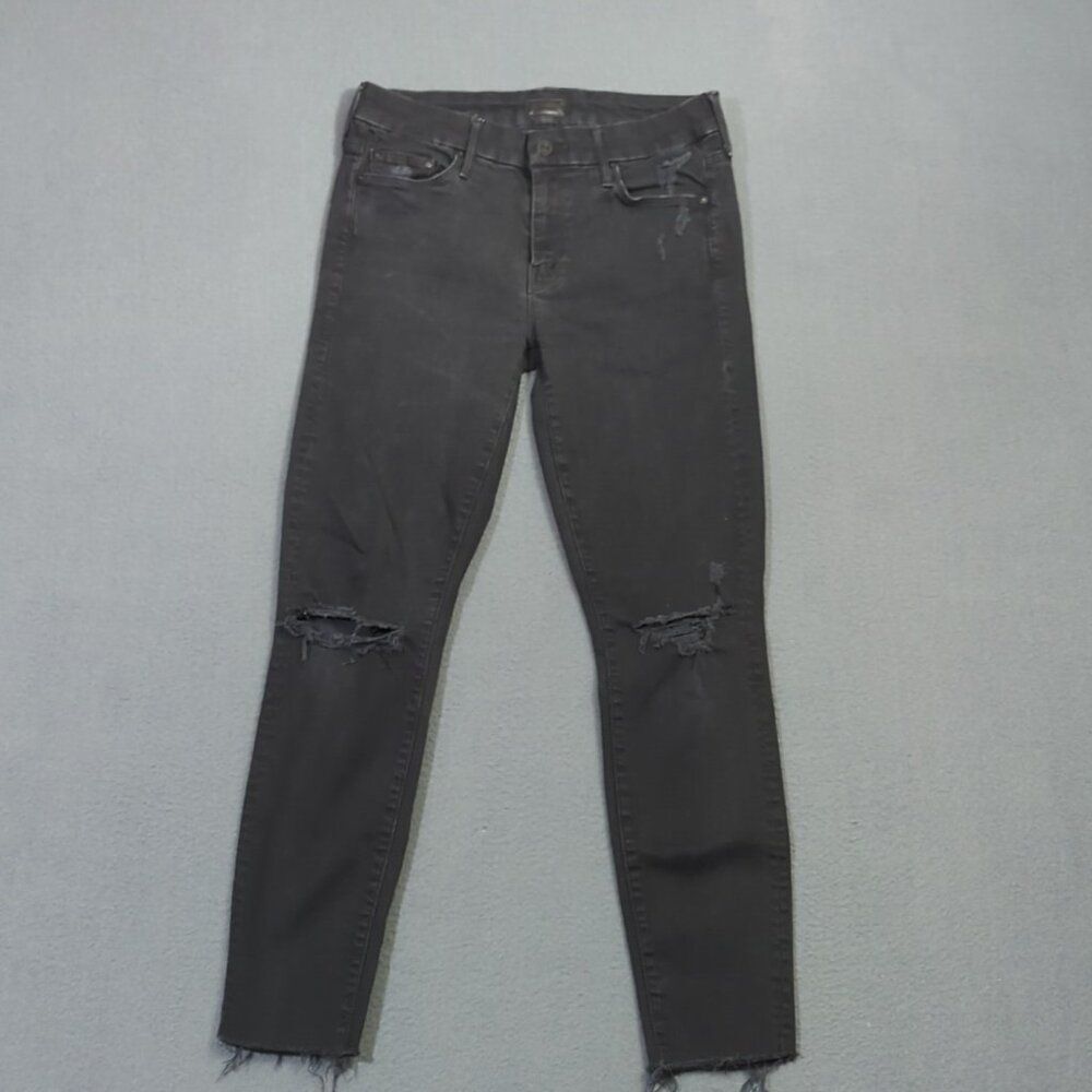 Mother Jeans Women's 27 Black Looker Ankle Fray Guilty As Sin Denim
